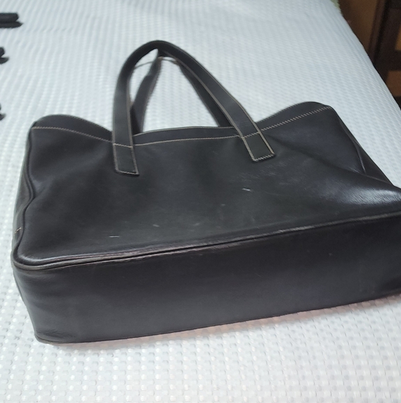 COACH EUC 5209 BLACK HAMPTON LEATHER PADDED LAPTOP BUSINESS TOTE BAG - Picture 5 of 12